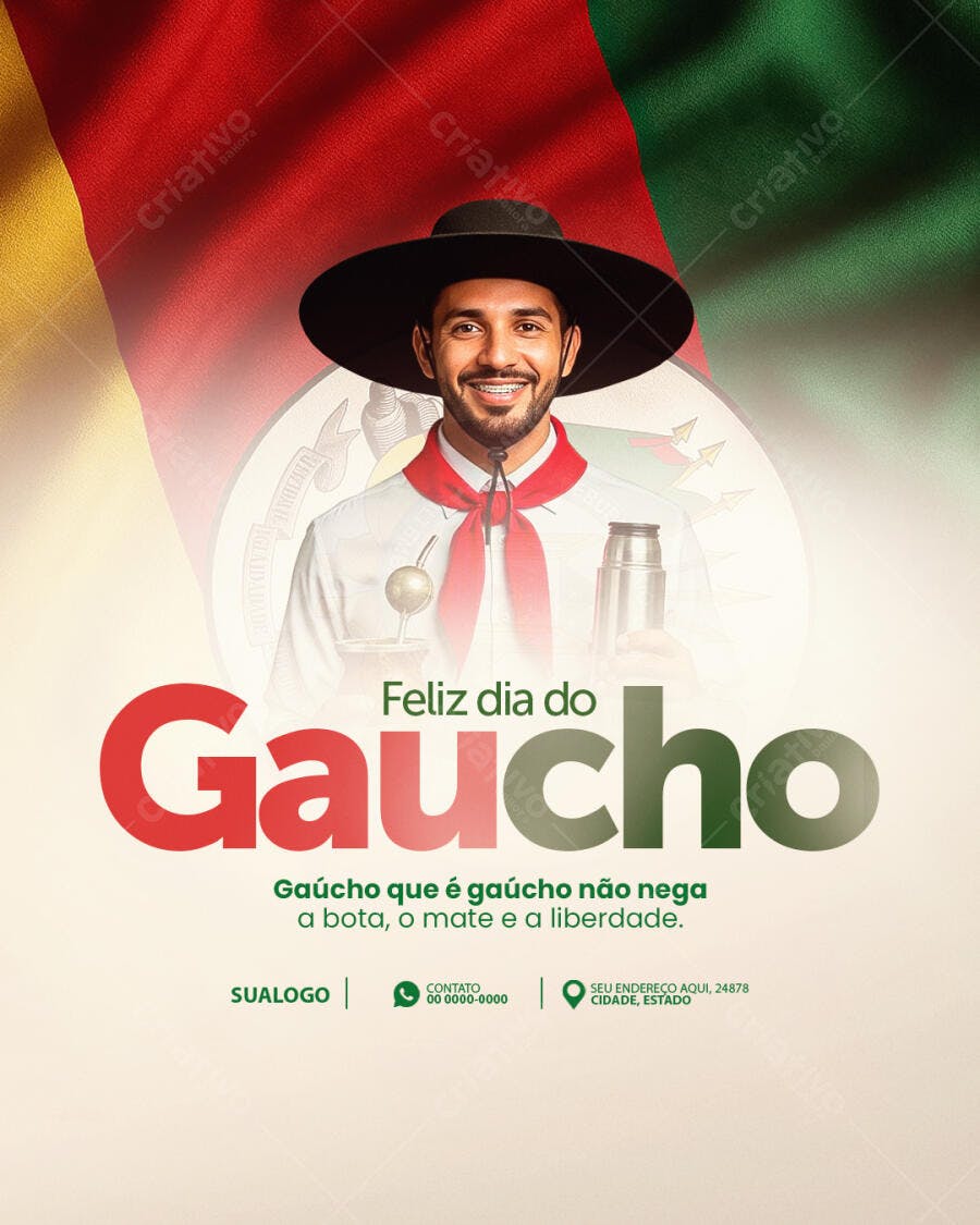 Flyer Dia do Gaúcho PSD Editável