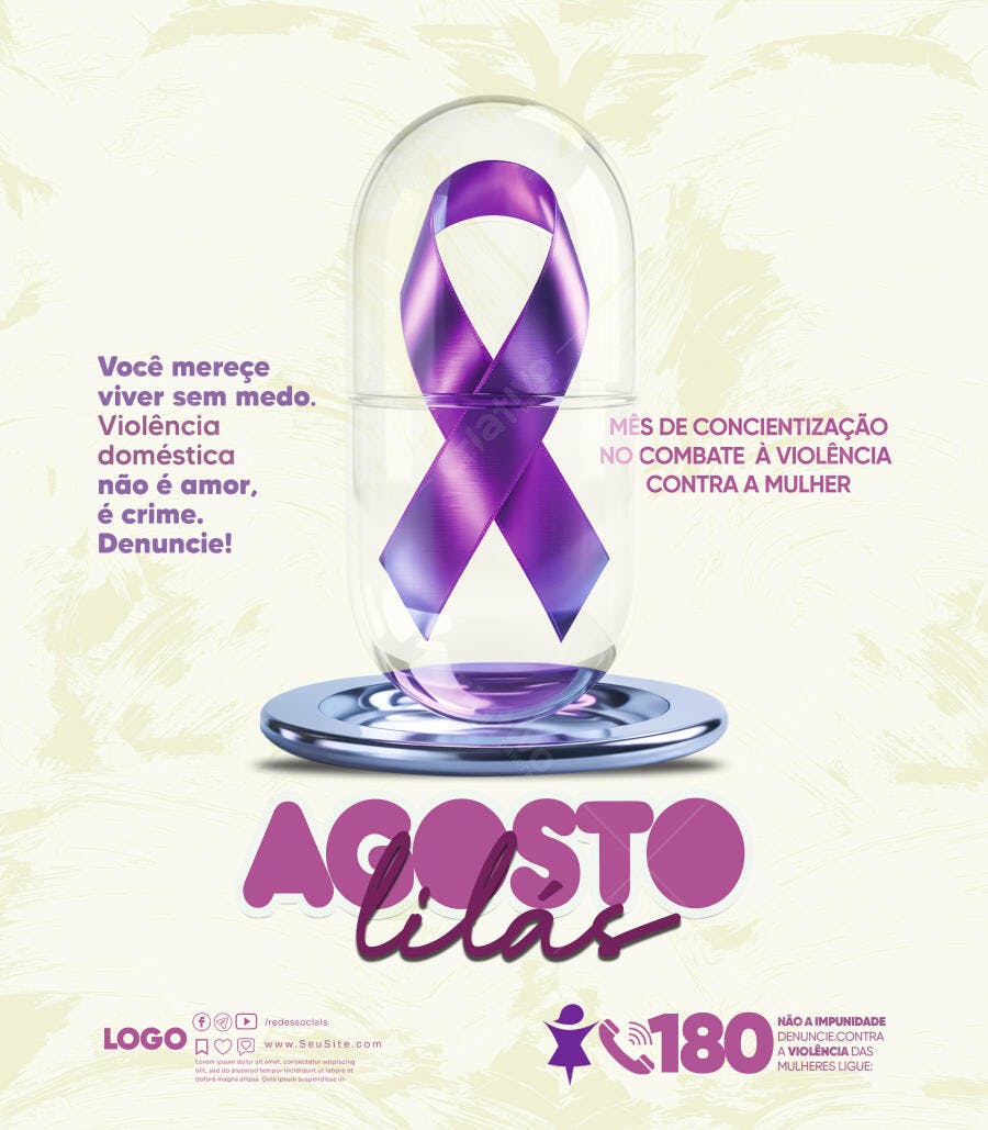 Flyer Agosto Lilás PSD Editável
