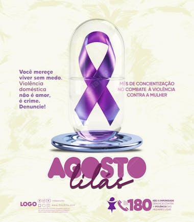 Template social media feed Agosto Lilas