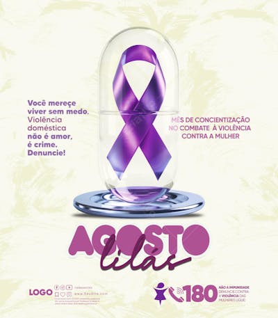 Template social media feed Agosto Lilas