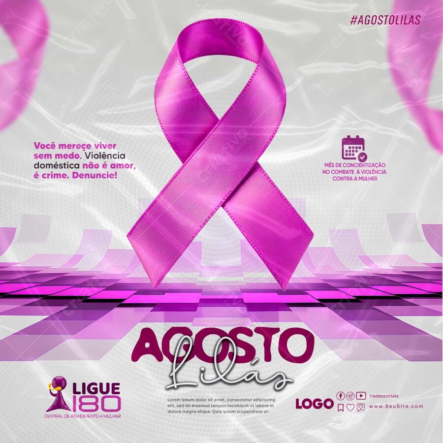 Flyer Agosto Lilás PSD Editável