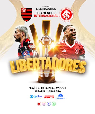 FLYER ESPORTIVO FUTEBOL LIBERTADORES FLAMENGO vs INTERNACIONAL