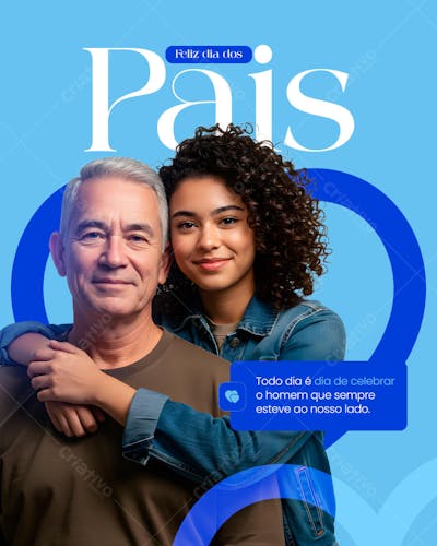 Feliz dia dos Pais 10 de Agosto editável Social Media