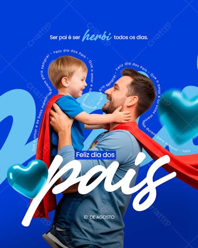 Feliz dia dos Pais 10 de Agosto Social Media