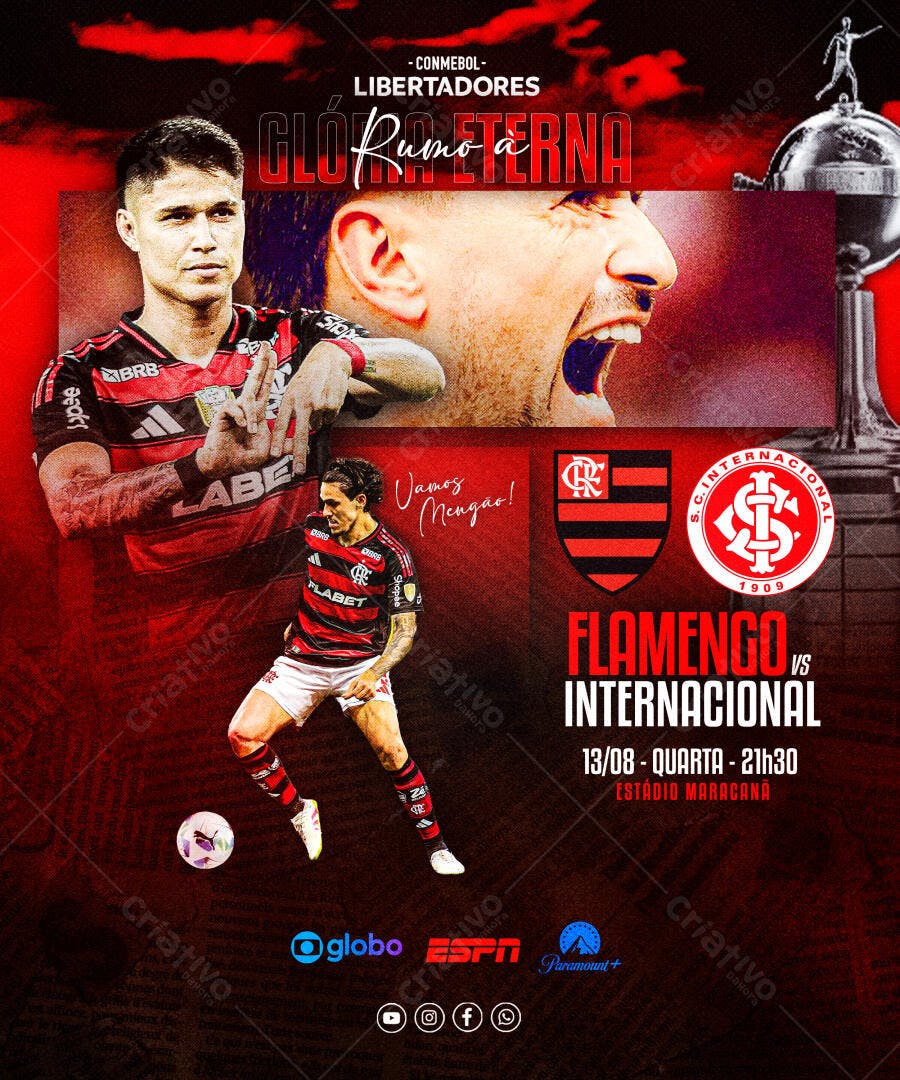 Flyer Flamengo x Internacional 13/08 PSD Editável
