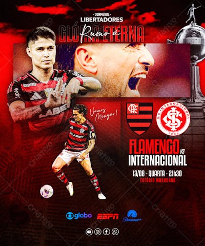 FLYER ESPORTIVO FUTEBOL FLAMENGO LIBERTADORES