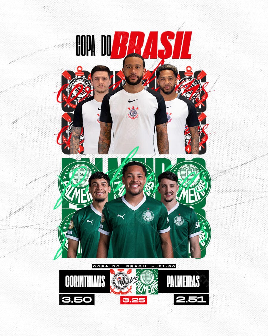 Flyer Corinthians x Palmeiras Copa do Brasil PSD Editável