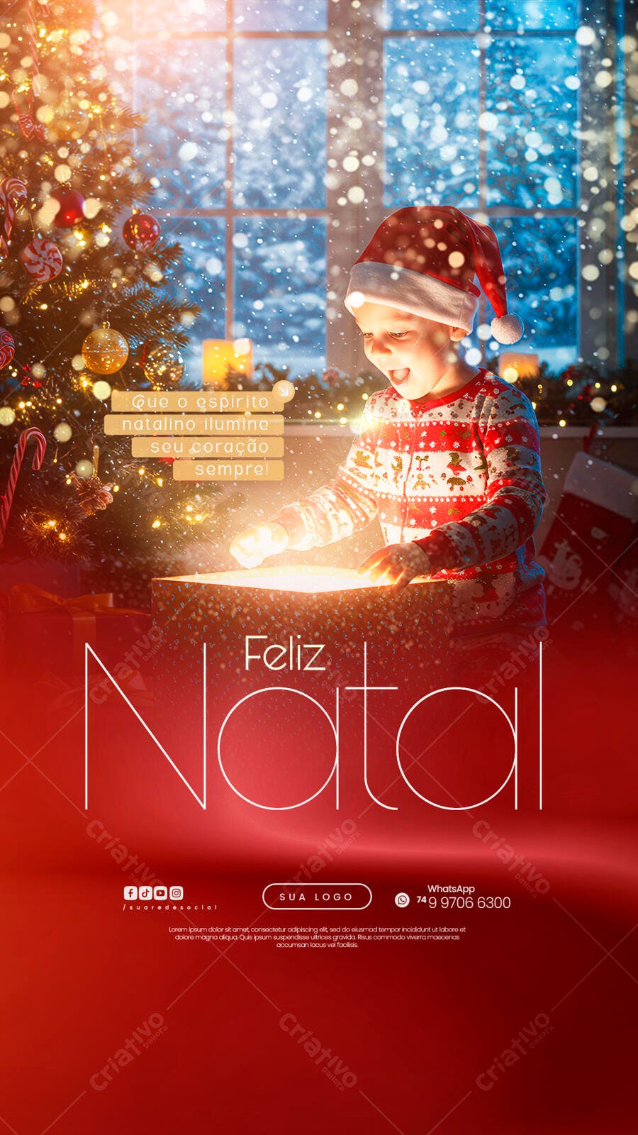 Flyer Natalino com Criança PSD Editável