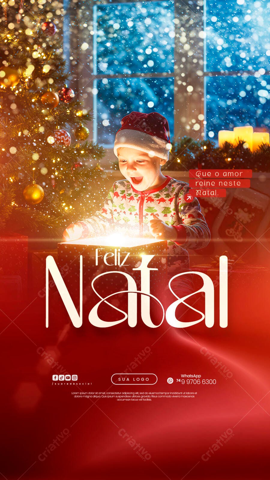 Flyer de Natal com Criança PSD Editável