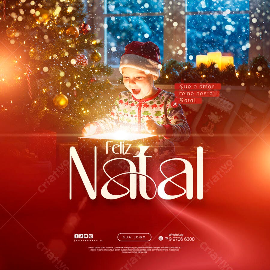 Flyer Natalino com Criança PSD Editável