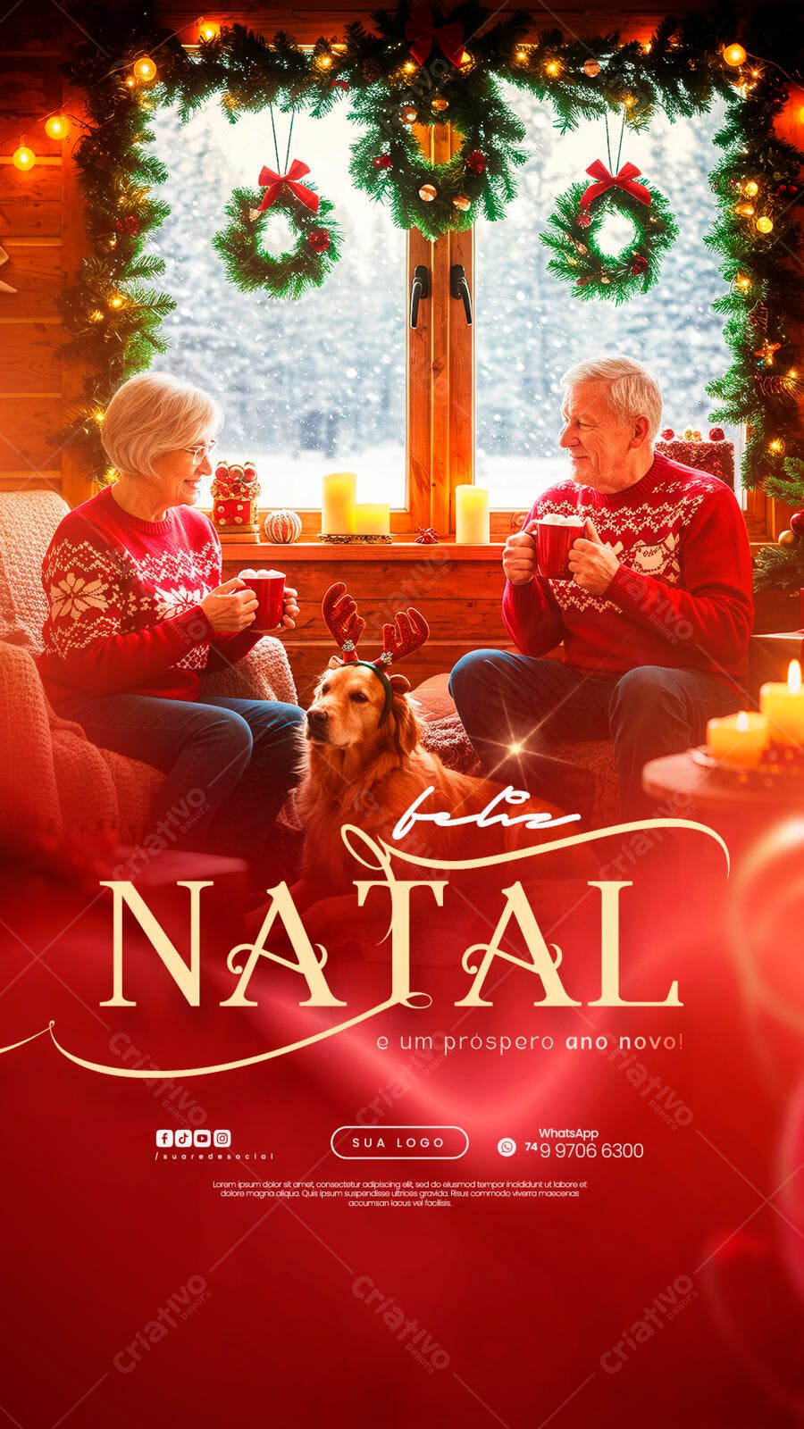 Flyer Natalino para Idosos e Pet PSD Editável