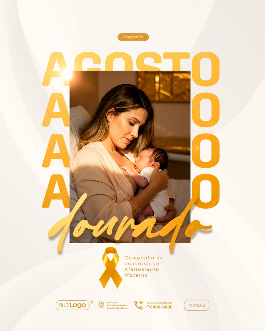 Flyer Agosto Mês do Aleitamento Materno PSD Editável