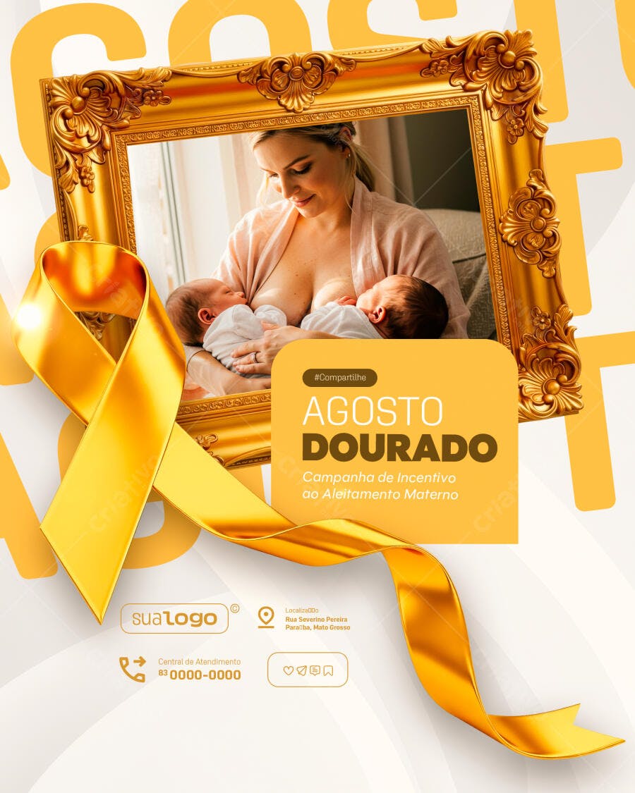 Flyer Agosto Dourado PSD Editável