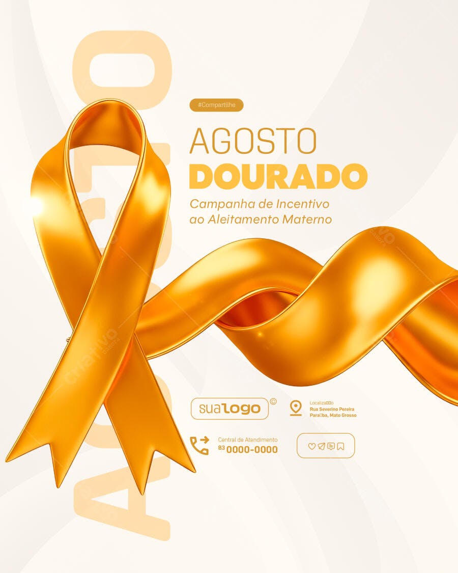 Flyer Agosto Dourado PSD Editável