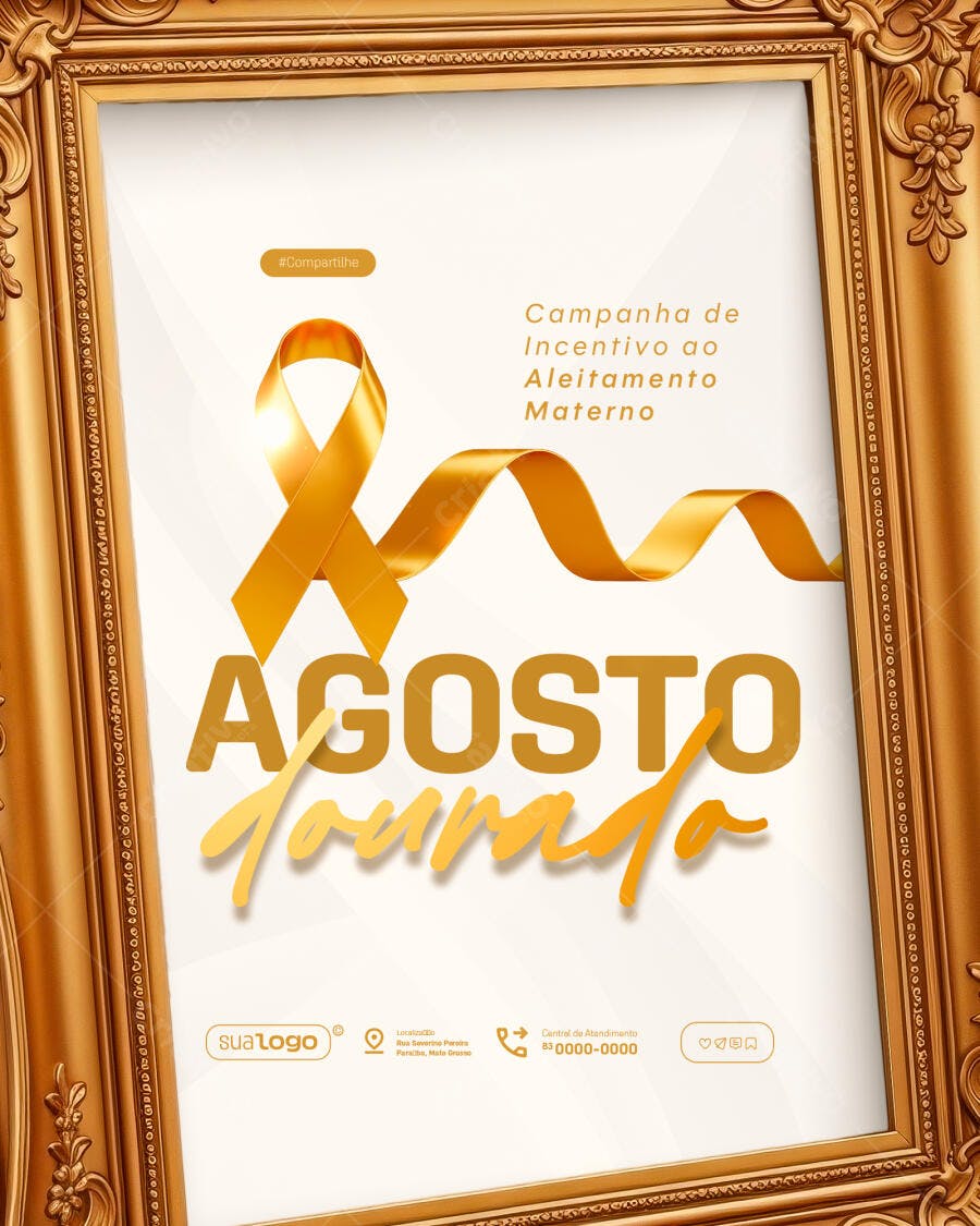 Poster Agosto - Campanha Aleitamento Materno PSD Editável