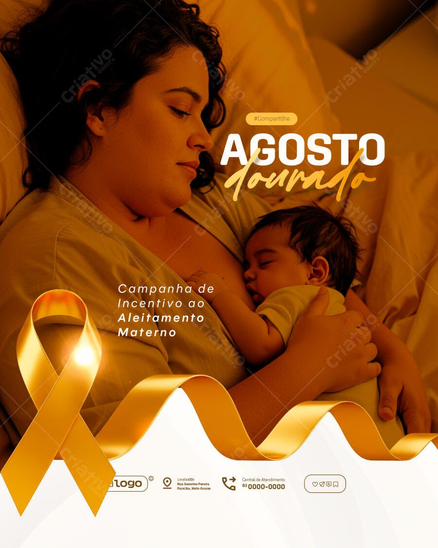 Flyer Agosto Dourado PSD Editável