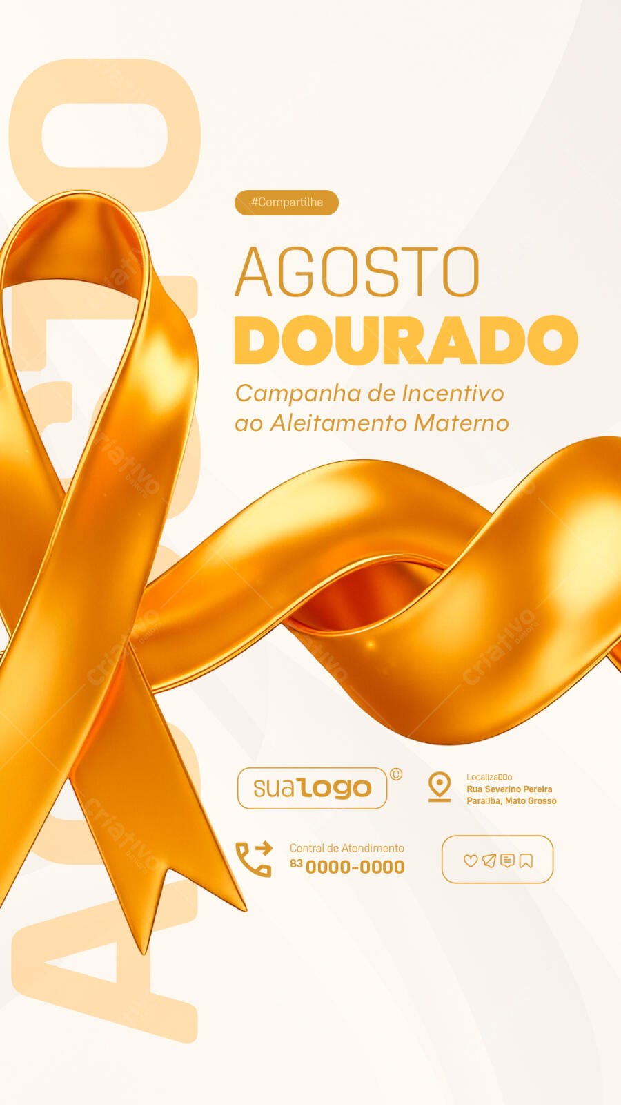 Flyer Agosto Dourado PSD Editável