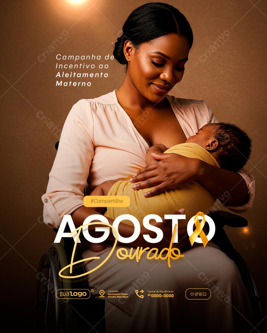 Flyer Agosto Dourado PSD Editável