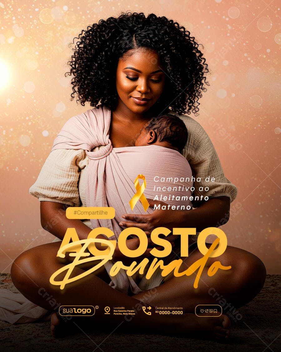 Flyer Agosto Dourado PSD Editável
