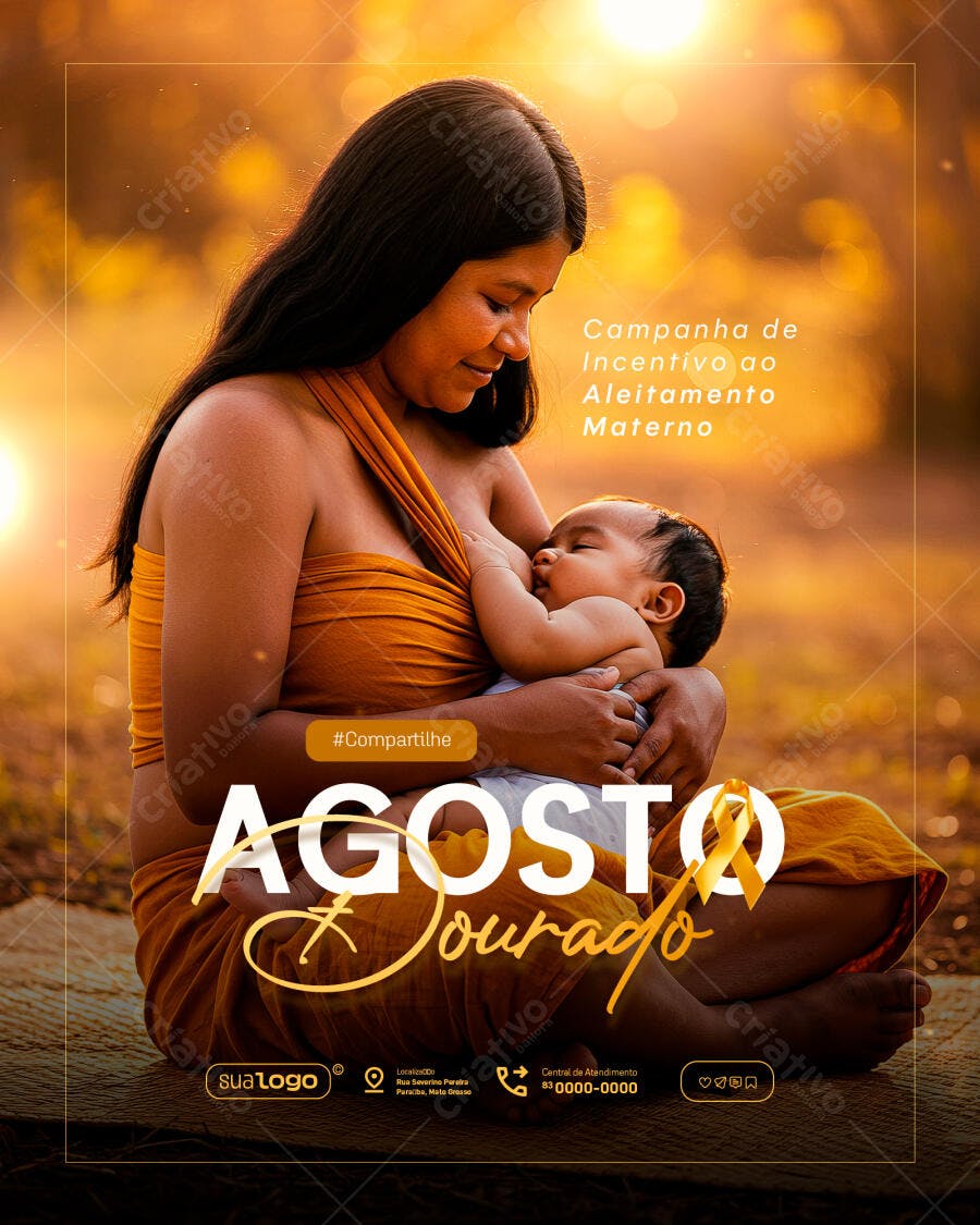 Flyer Agosto Dourado PSD Editável