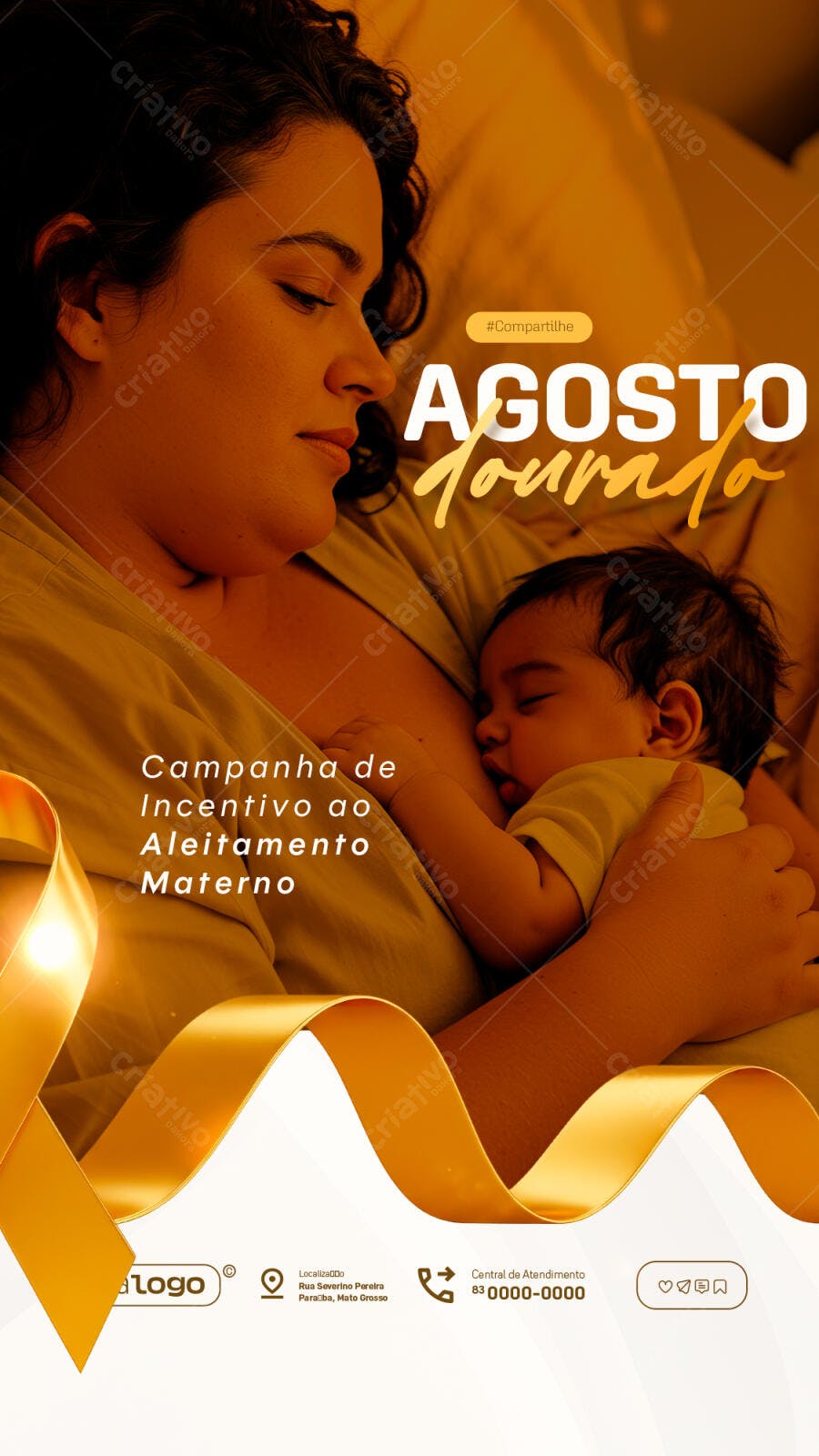 Flyer Agosto Dourado - Amamentação PSD Editável