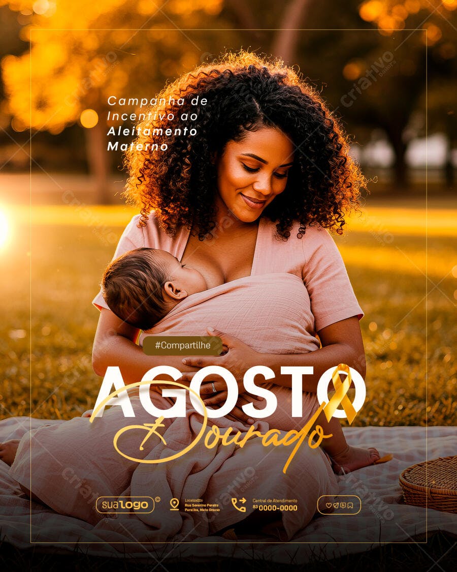 Flyer Agosto Dourado PSD Editável