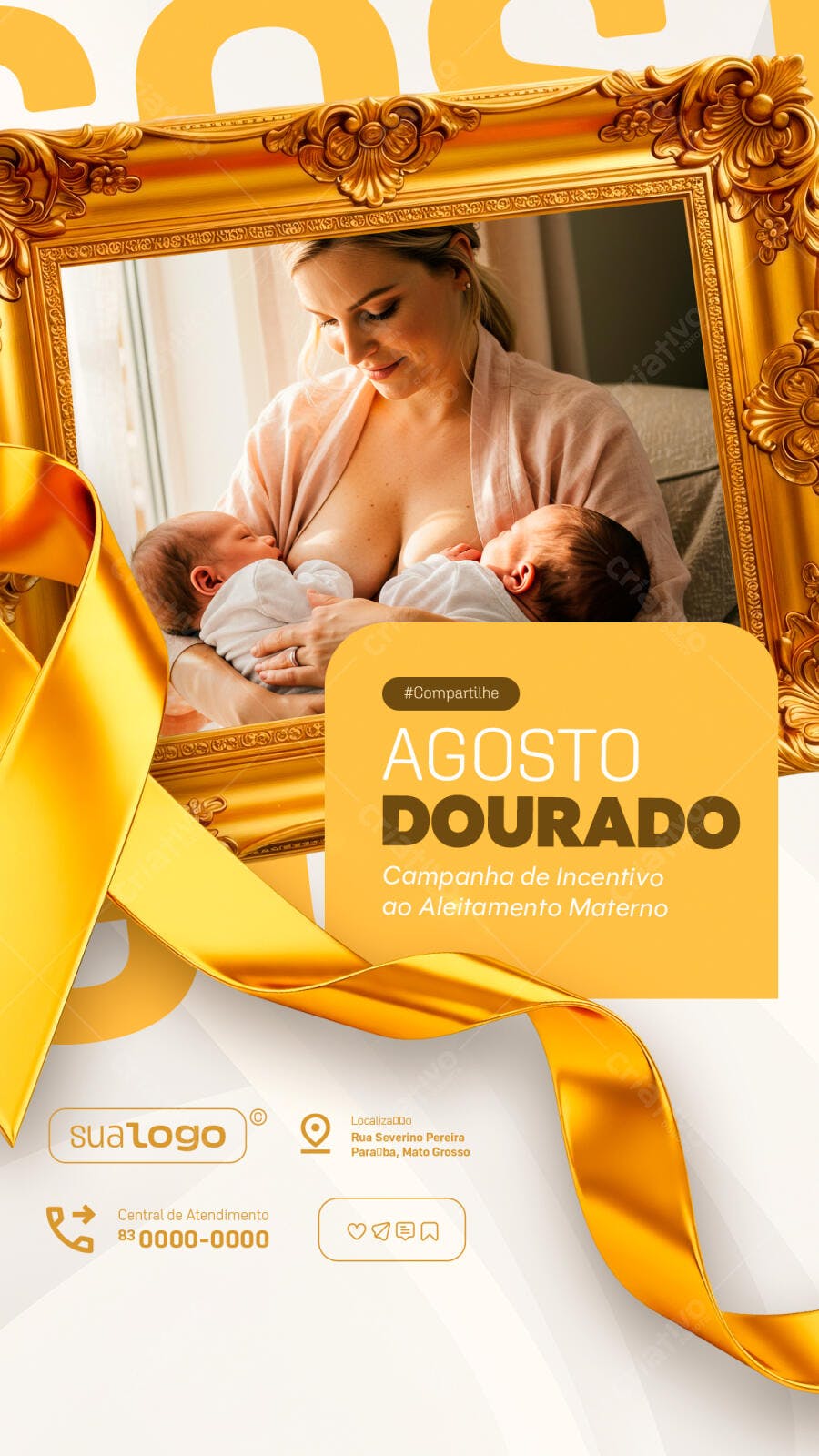 Post Agosto Dourado Amamentação PSD Editável