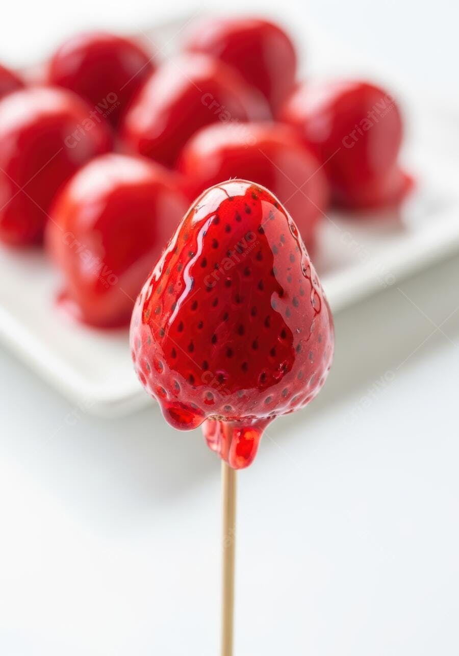 Morango Banhado em Calda Vermelho