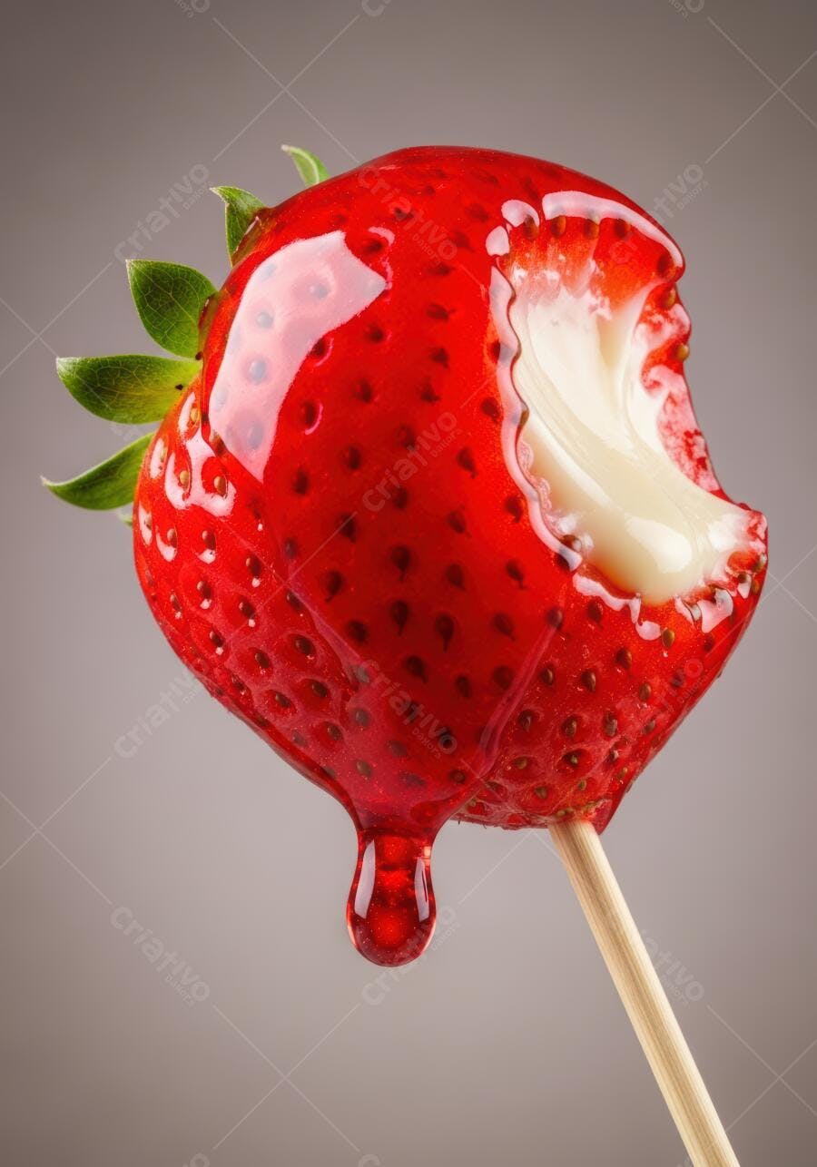 Morango coberto em calda cremosa