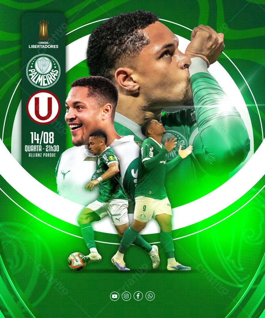 Flyer Palmeiras x Universitario PSD Editável 14/08