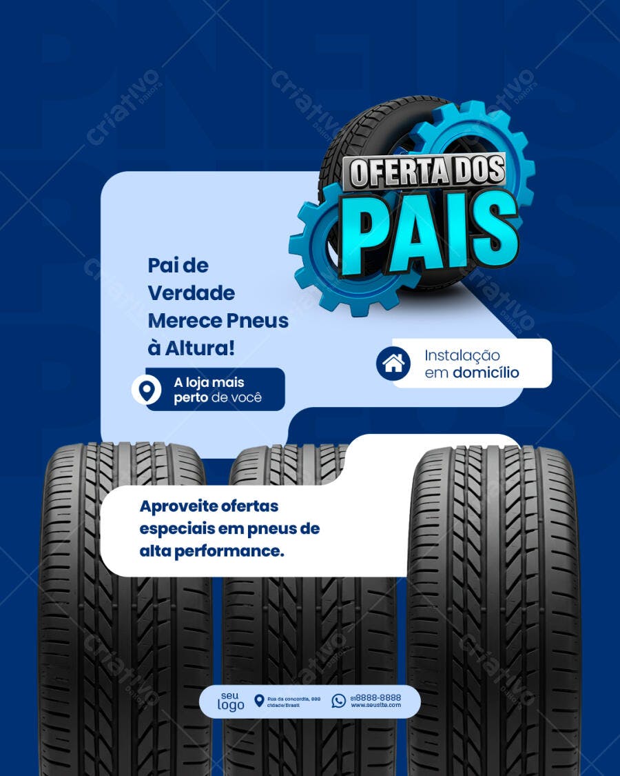 Flyer Dia dos Pais Oferta de Pneus PSD Editável