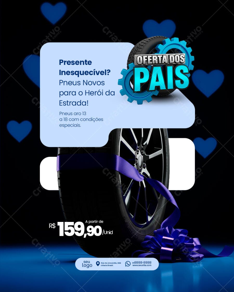 Flyer Dia dos Pais Oferta de Pneus PSD Editável