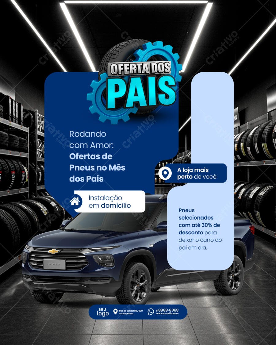 Flyer Dia dos Pais Promoção Pneus PSD Editável