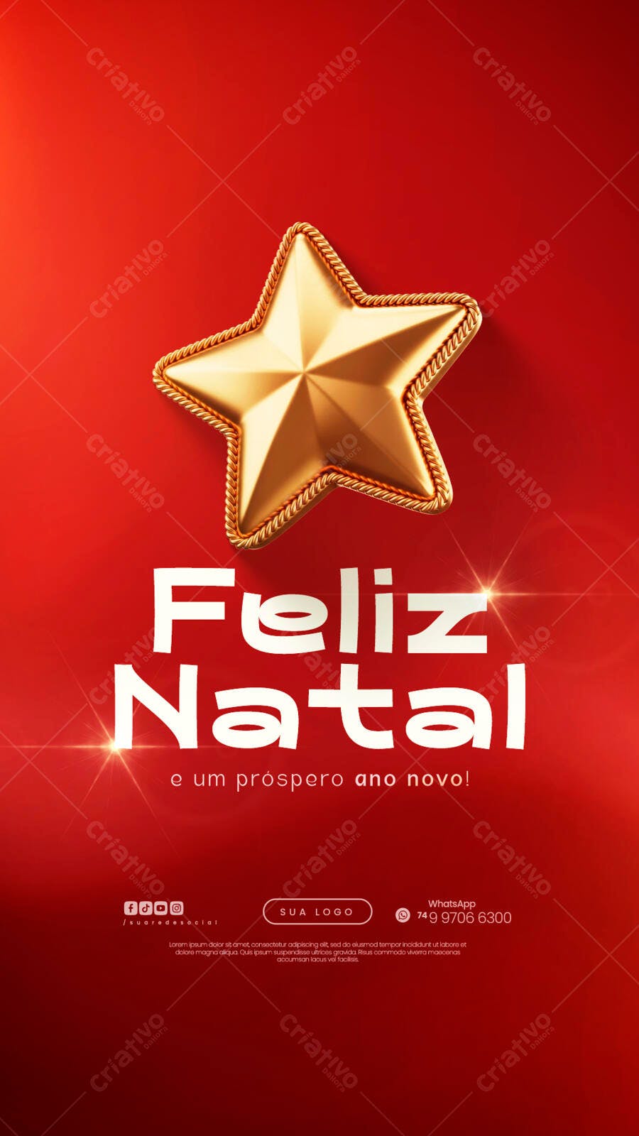 Flyer Natalino com Estrela Dourada PSD Editável