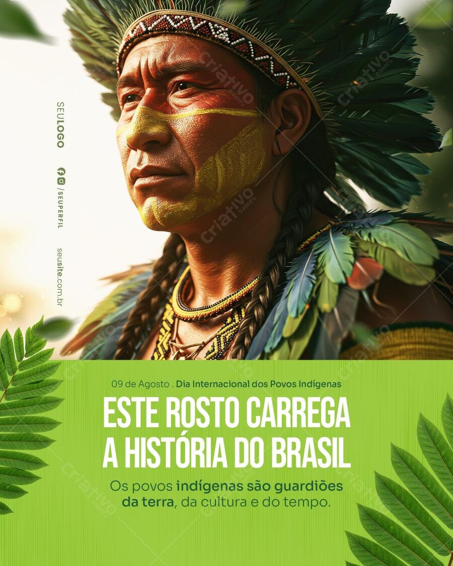 Flyer Dia do Povo Indígena 09 de Agosto PSD Editável