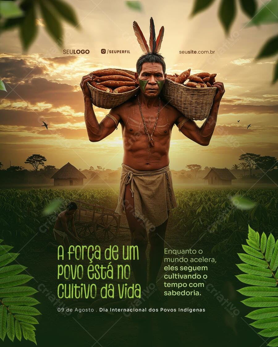 Flyer Dia Internacional dos Povos Indígenas PSD Editável