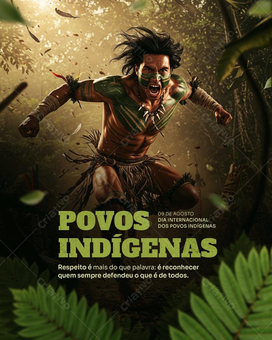 Flyer Dia dos Povos Indígenas 09 de Agosto PSD Editável