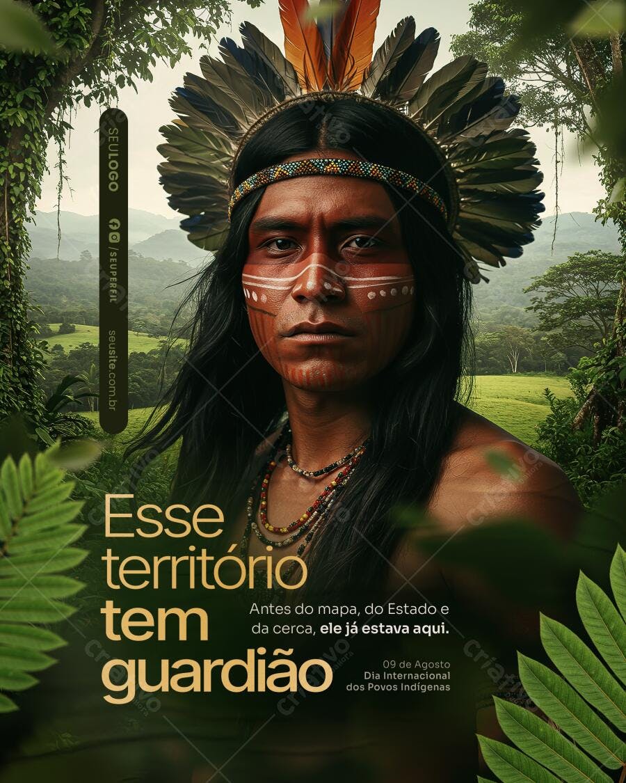 Flyer Dia dos Povos Indígenas 09 de Agosto PSD Editável