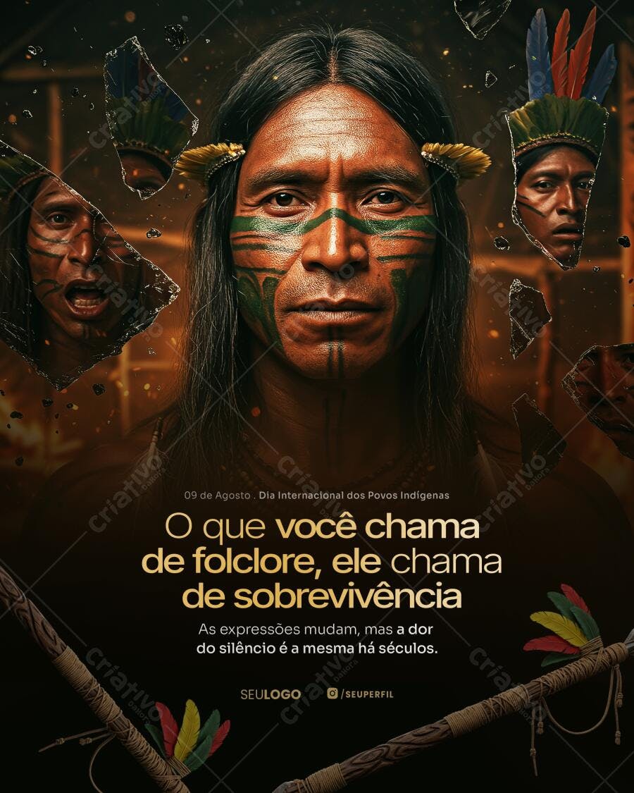 Flyer Dia Internacional dos Povos Indígenas PSD Editável