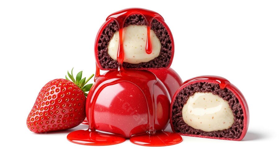 Doces de morango com recheio cremoso