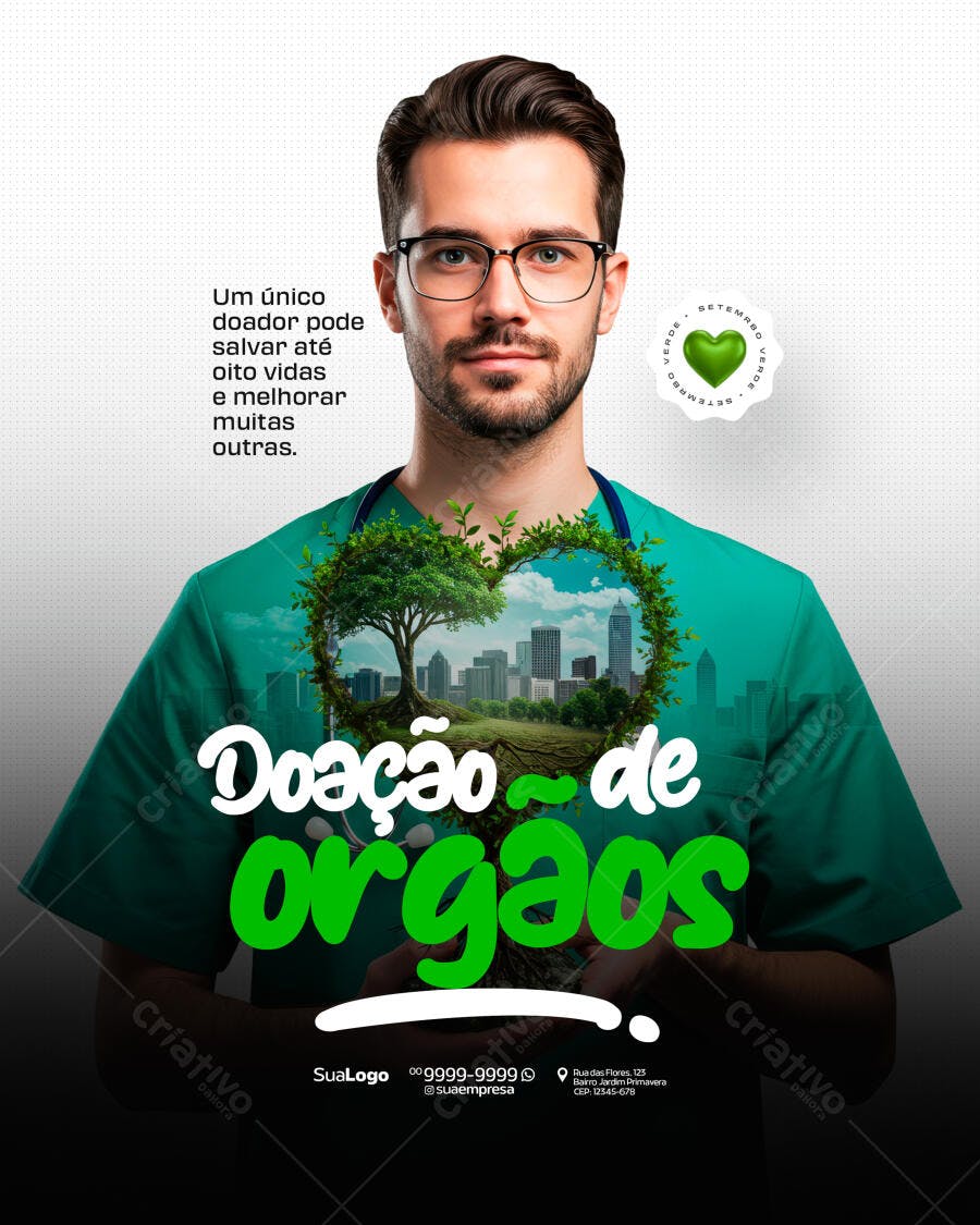 Flyer Setembro Verde - Doação de Órgãos PSD Editável