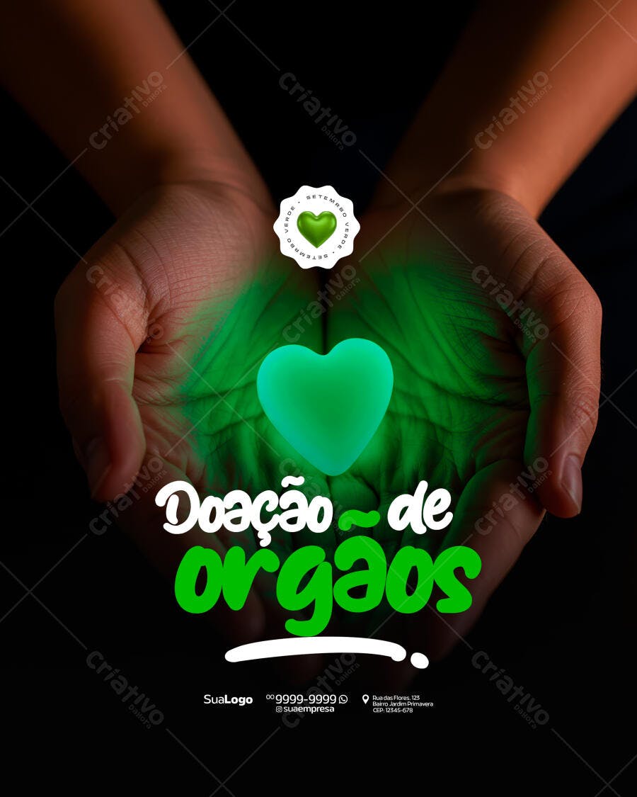 Flyer Doação de Órgãos Setembro Verde PSD Editável