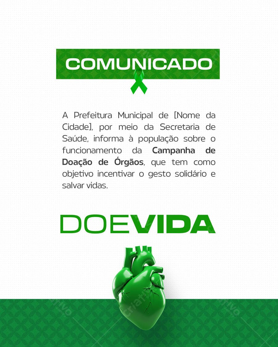 Comunicado Campanha de Doação de Órgãos PSD Editável