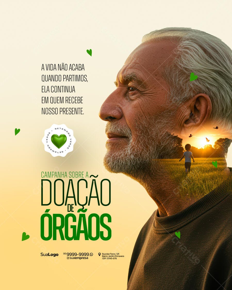 Flyer Campanha Doação de Órgãos Setembro Verde PSD Editável
