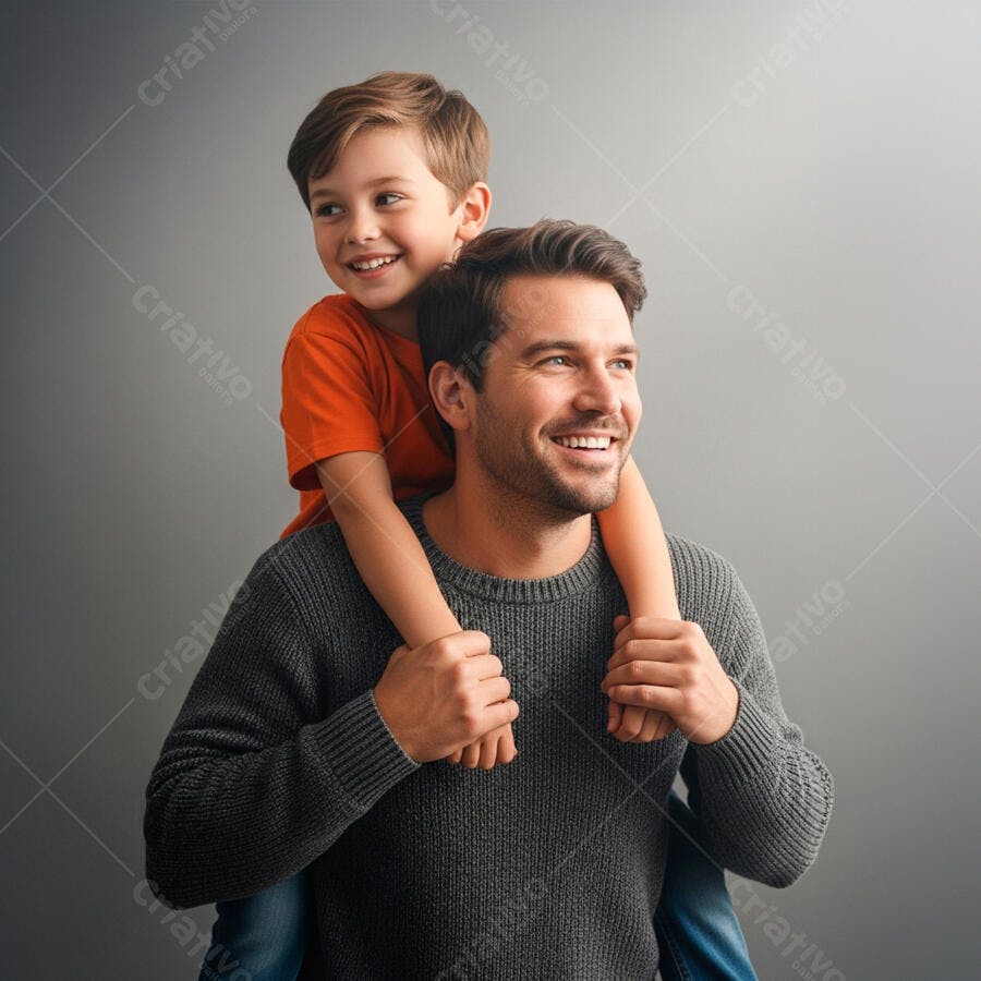 Pai e filho sorrindo juntos