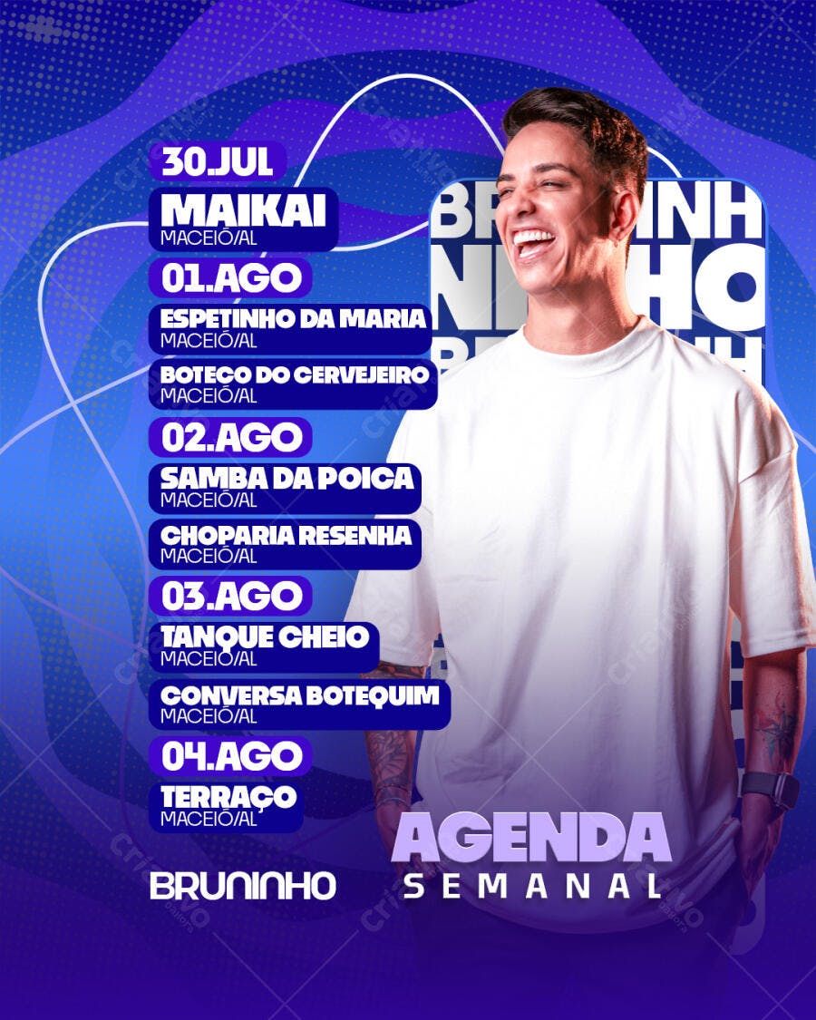 Flyer Agenda Semanal Bruninho PSD Editável