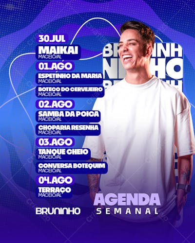 Flyer Agenda Semanal Bruninho PSD Editável
