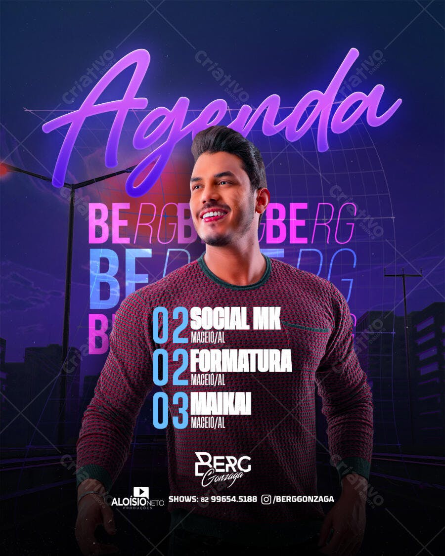 Flyer para Show do Berg Gonzaga PSD Editável