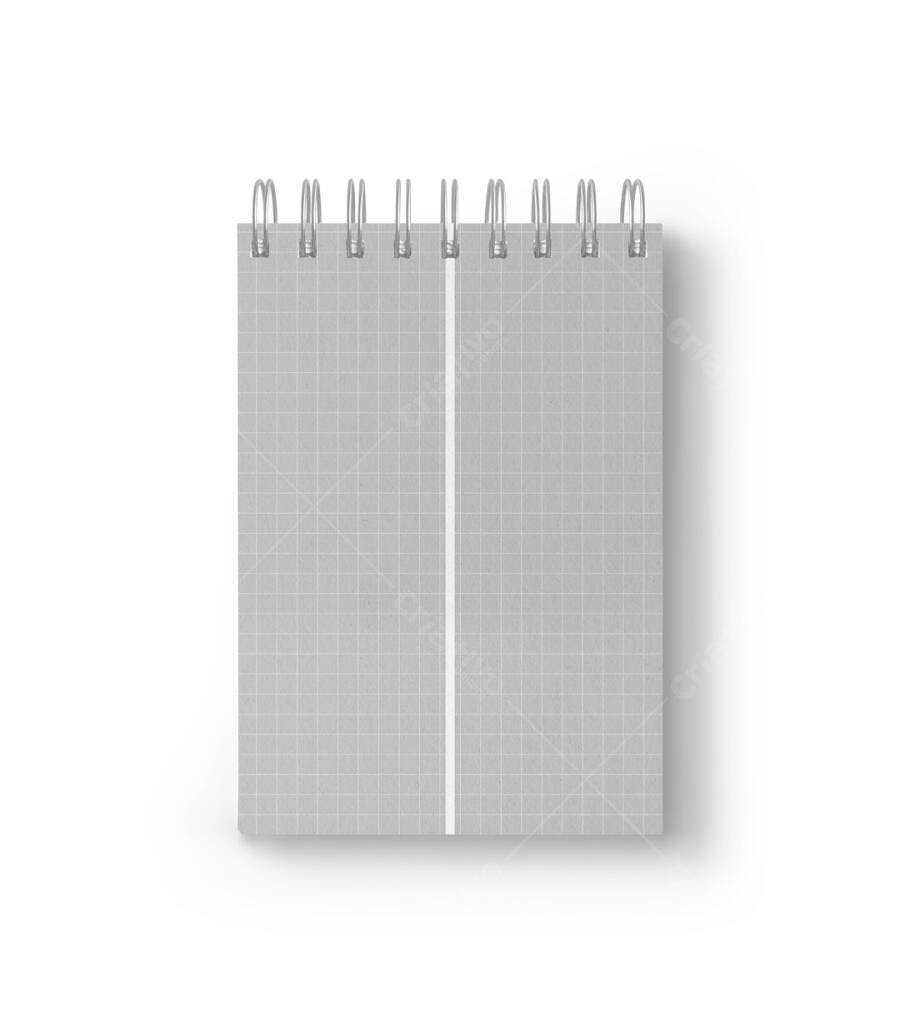 Mockup de Caderno Espiral Cinza com Grade