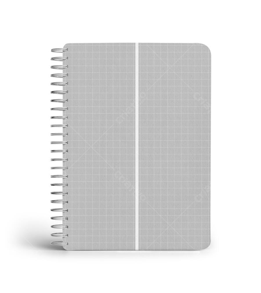 Mockup de Caderno Espiral Cinza Claro - Design Minimalista
